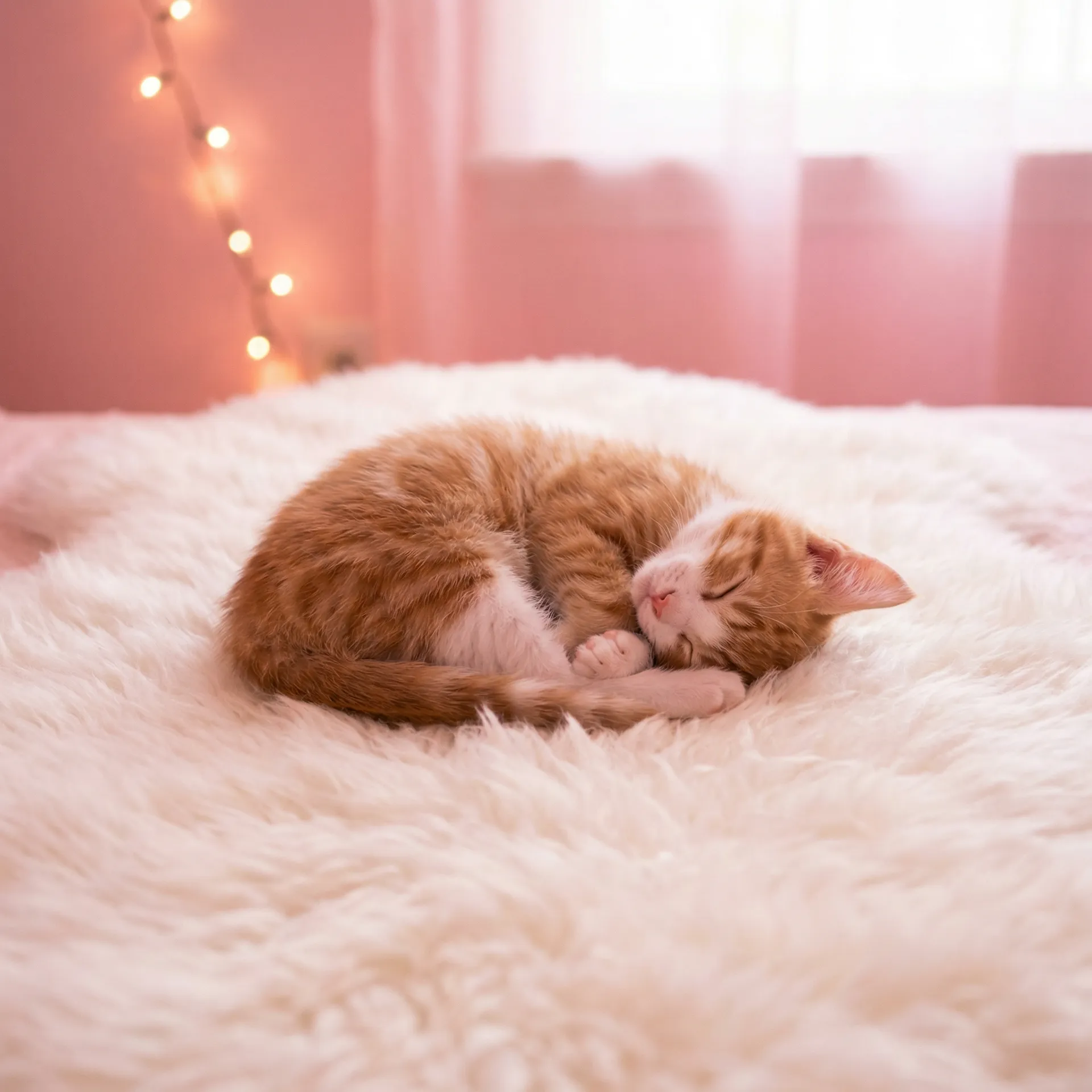 小猫蜷成一团入睡 - 全世界都想宠我