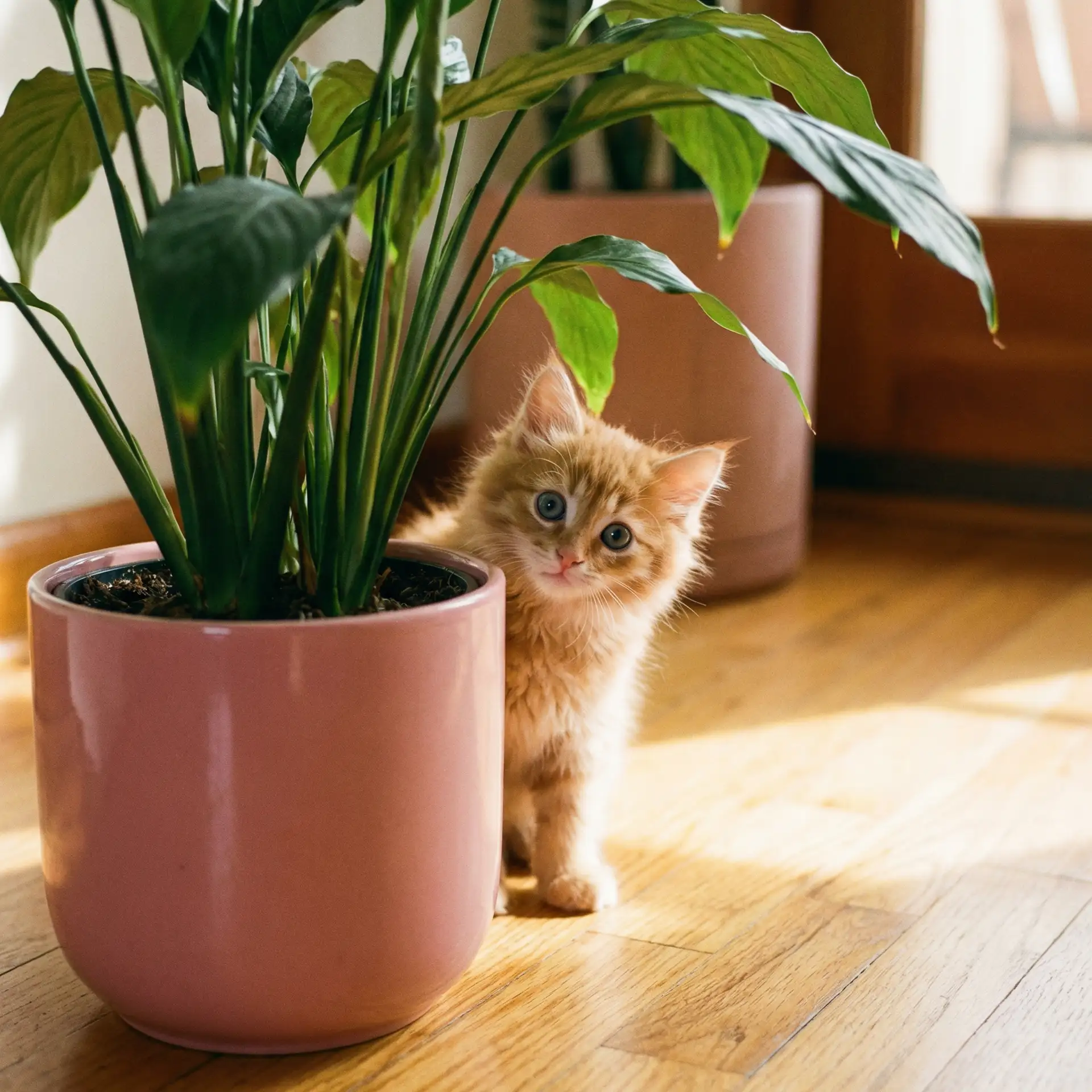 小猫从花盆后探头 - 全世界都想宠我